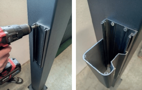 pose du support de réception et caches pour installation portail coulissant Blaignan